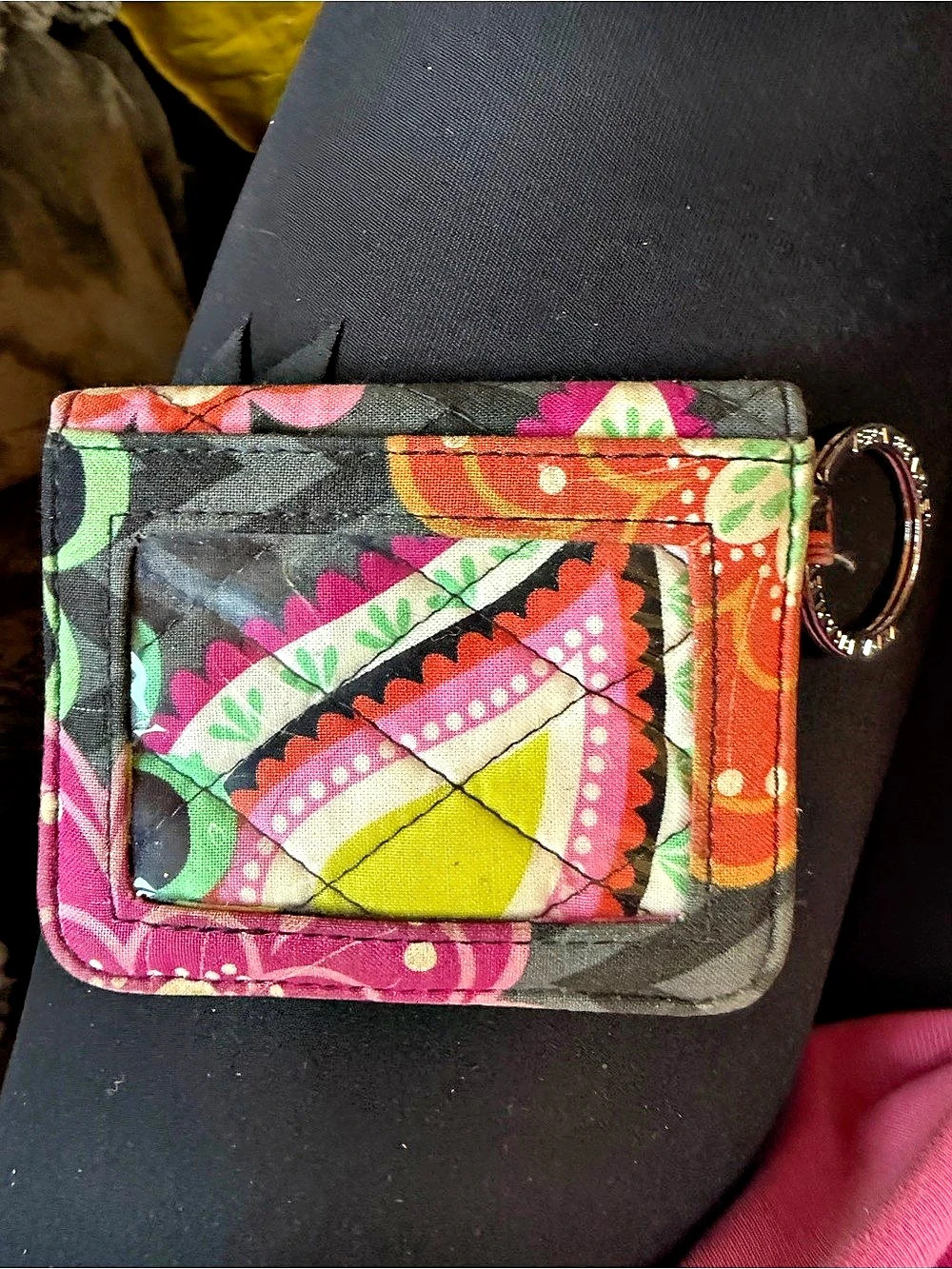 Vera Bradley Zip ID Case Wallet Wristlet Pink & Multicolor